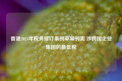 香港2024年税务修订条例草案刊宪 涉跨国企业集团的最低税